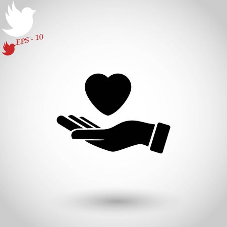 hands of the heart icon, flat design best vector iconのイラスト素材