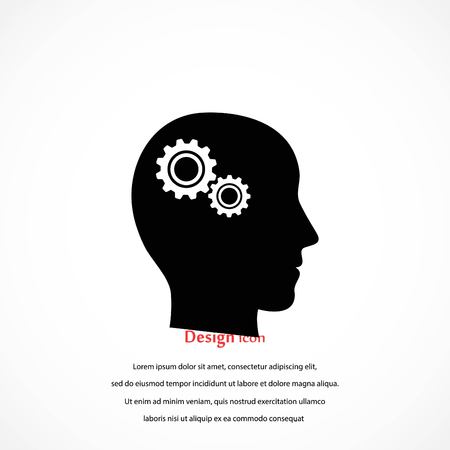 Pictograph of gear in head icon, flat design best vector icon illustration.のイラスト素材