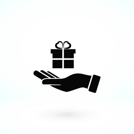 Hand and gifts icon, flat design best vector iconのイラスト素材
