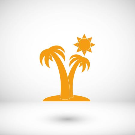 Palm trees and sun icon, flat design best vector iconのイラスト素材