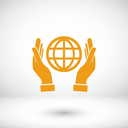 hand hold globe - vector icon, flat design best vector iconのイラスト素材