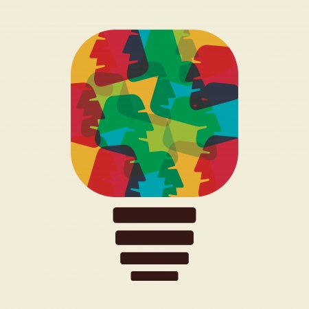 colorful face make bulb shape vectorのイラスト素材