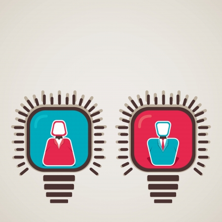 male female icon in bulb vectorのイラスト素材