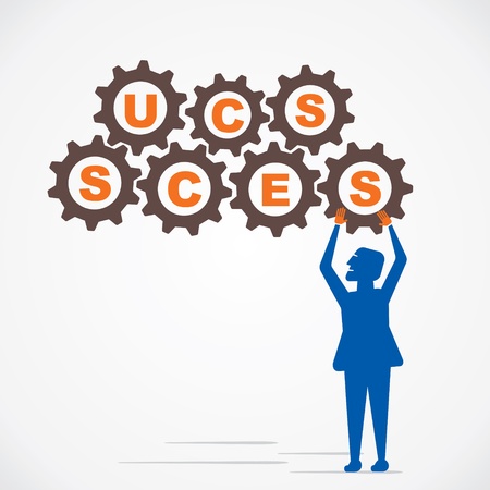arrange gear and make success word vectorのイラスト素材