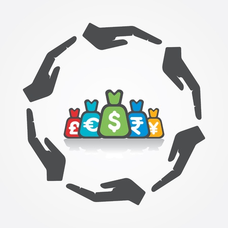 secure different country currency vectorのイラスト素材