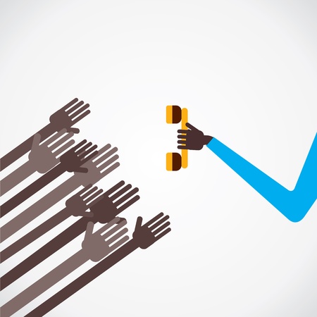 every hand try to pick phone to communicate vectorのイラスト素材