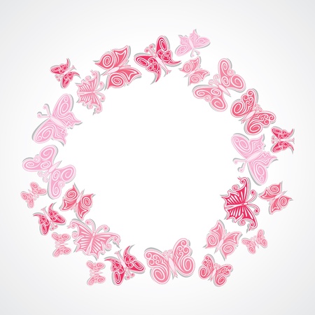 butterfly design ring shape vectorのイラスト素材