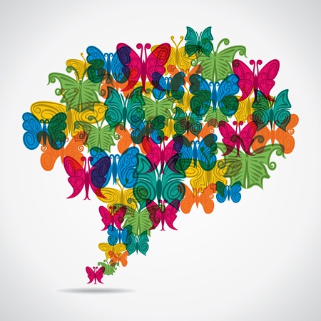 colorful butterfly group like message bubble vectorのイラスト素材