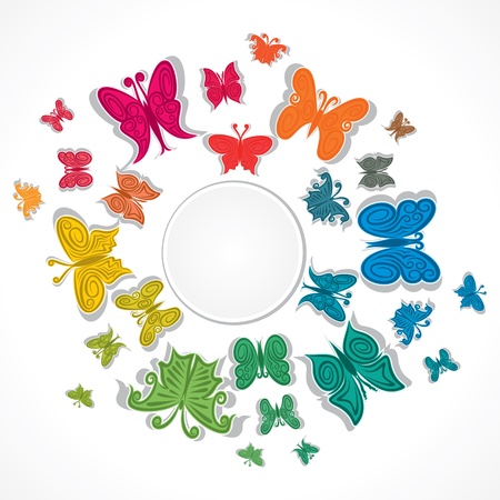colorful butterfly label or background vectorのイラスト素材