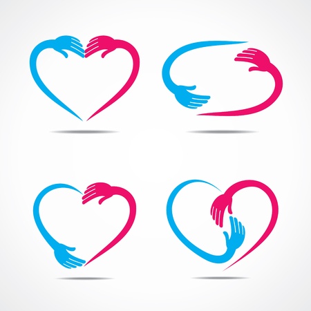 different heart shape symbol design with hand のイラスト素材