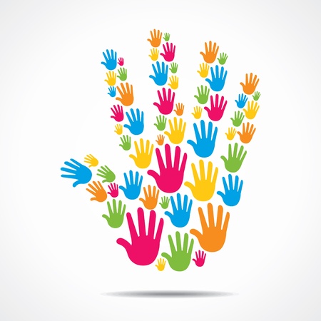 big hand design with pattern of small handのイラスト素材