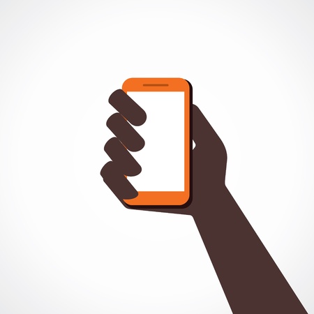 hand hold mobile stock vectorのイラスト素材