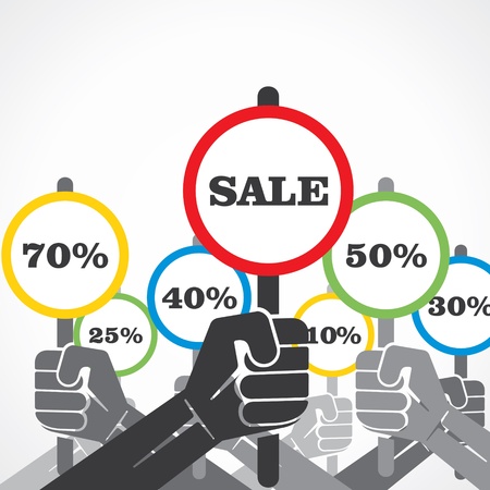 sale and discount banner hold in hand stock vectorのイラスト素材