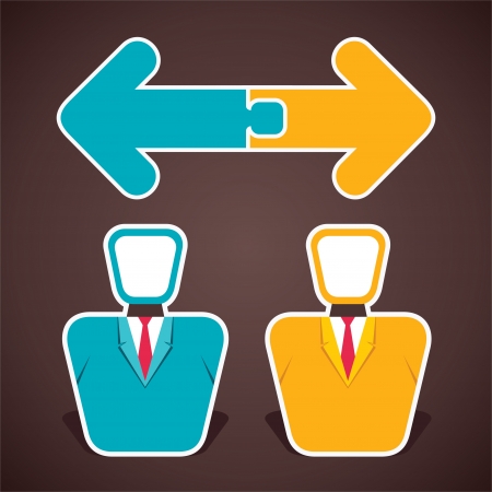join two opposite arrow above two businessmen stock vectorのイラスト素材