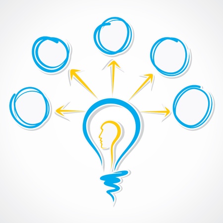 men head bulb with round sketch message bubble vectorのイラスト素材