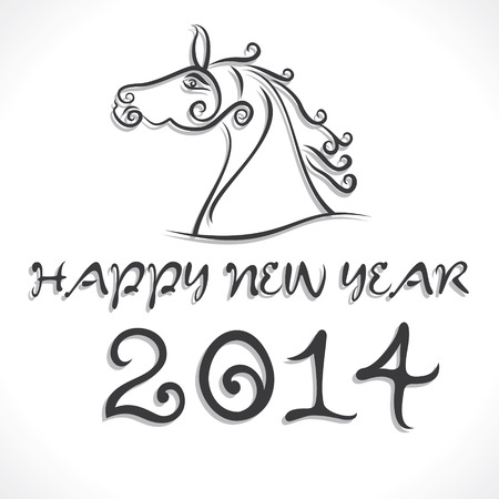 draw horse and new year 2014 background vector のイラスト素材