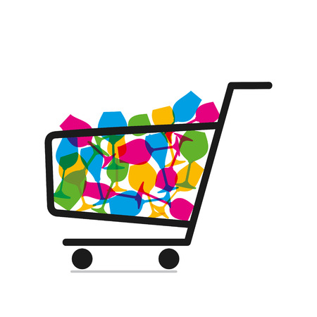 trolley full of colorful glass background vectorのイラスト素材