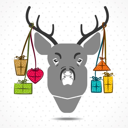 chrismtas deer with gift box in background vectorのイラスト素材