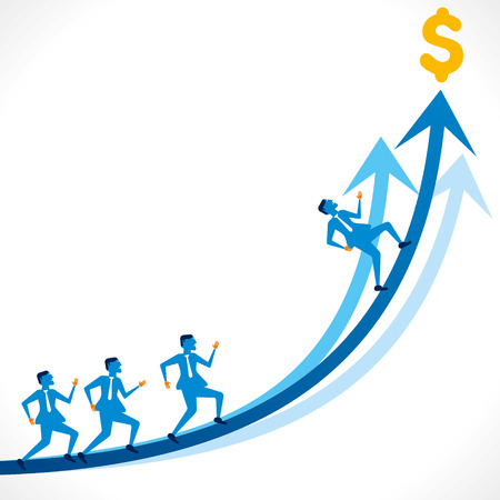 businessmen run on blue arrow background vectorのイラスト素材
