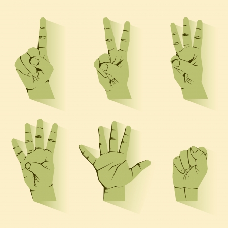 retro hand finger counting number icon vectorのイラスト素材
