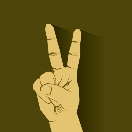 retro victory sign hand vectorのイラスト素材
