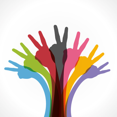 colorful victory sign hand background vectorのイラスト素材