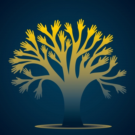 hand tree background vectorのイラスト素材
