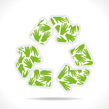 green hand pattern design recycle symbol vectorのイラスト素材