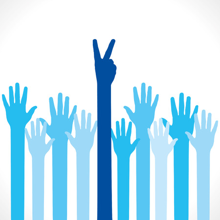 hand victory sign and hand up background vectorのイラスト素材
