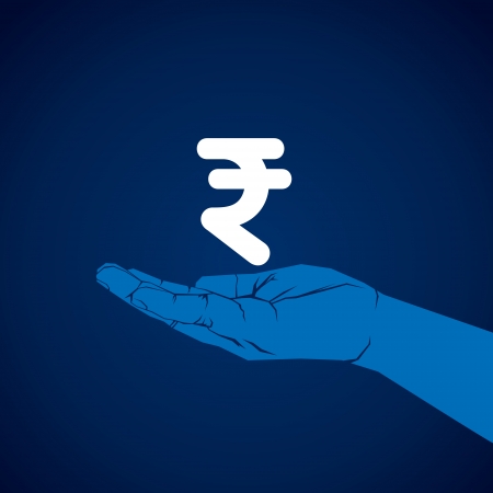 rupee symbol in hand vectorのイラスト素材