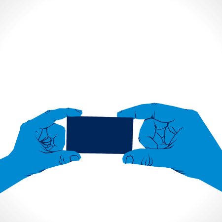 blank card hold both hand vectorのイラスト素材