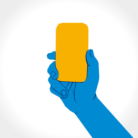 blank mobile shape card in hand vectorのイラスト素材