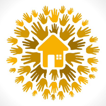 home icon with hand background vectorのイラスト素材