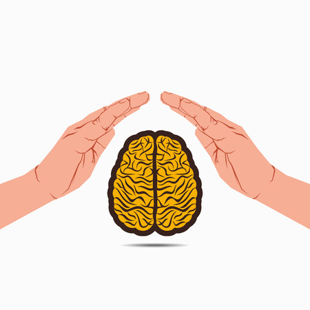 secure brain under hand or save knowledge concept vectorのイラスト素材