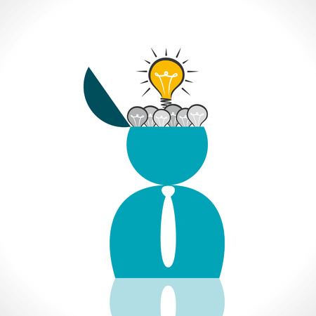 men head with full of bulb or new idea concept vectorのイラスト素材