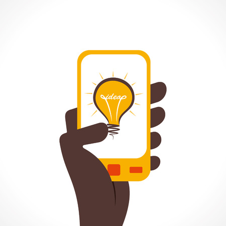 bulb idea icon in mobile  vectorのイラスト素材
