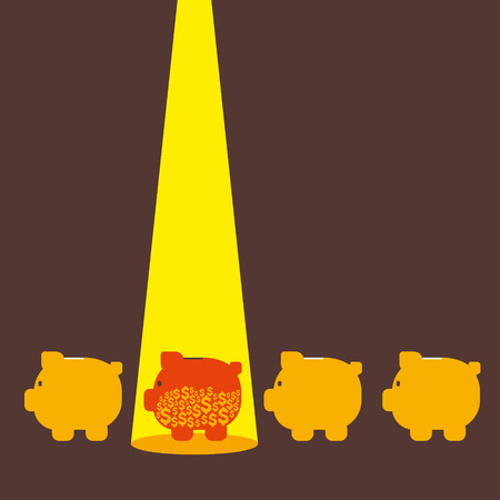 focus only piggy bank with more money concept vectorのイラスト素材