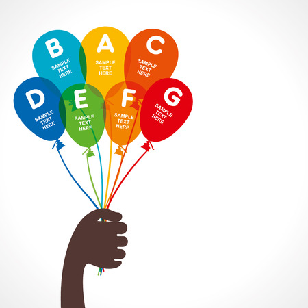 colorful balloon hold in hand info-graphics concept vectorのイラスト素材