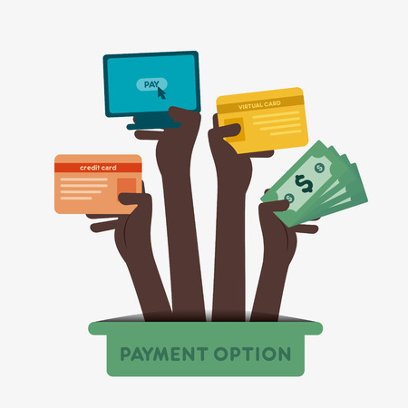 creative different payment option hold in hand concept vectorのイラスト素材