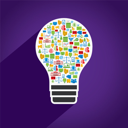 creative bulb design with colorful business icon design concept のイラスト素材