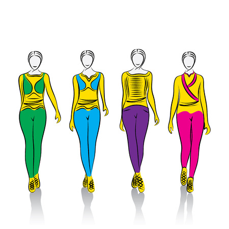 fashion model doing ramp walk design のイラスト素材