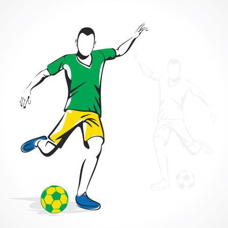 soccer player hit the ball のイラスト素材