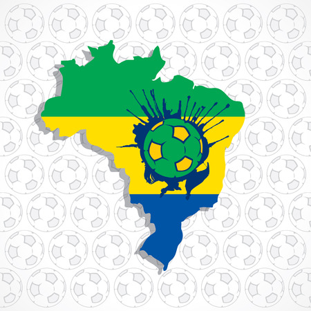 Brazilian soccer in brazil mapのイラスト素材