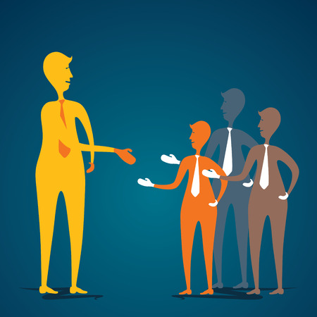 leader to shake hand with team member concept のイラスト素材