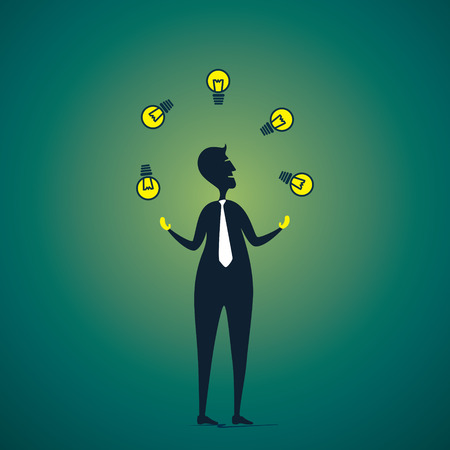 businessmen with many ideas or playing with bulb のイラスト素材