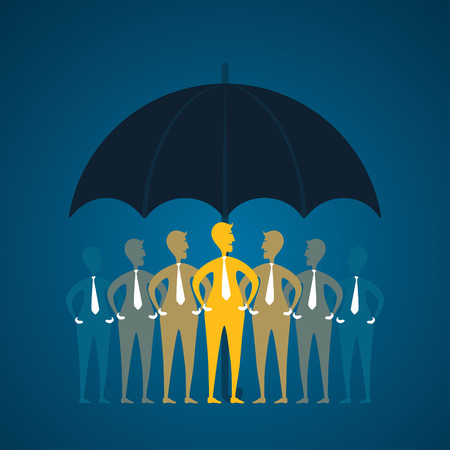 business team under umber or secure concept のイラスト素材
