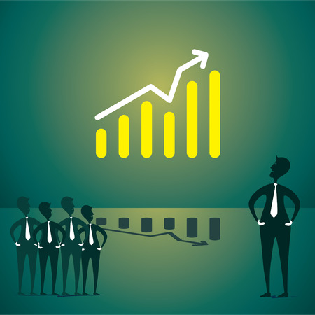 every team member watch the live company growth on big screen concept のイラスト素材