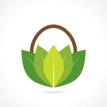 creative green or organic basket icon design concept のイラスト素材