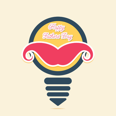 happy fathers day greeting design , mustache placed on bulb concept vectorのイラスト素材