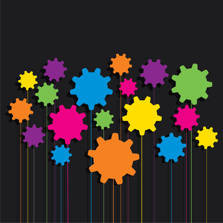 creative colorful gear pattern background vectorのイラスト素材